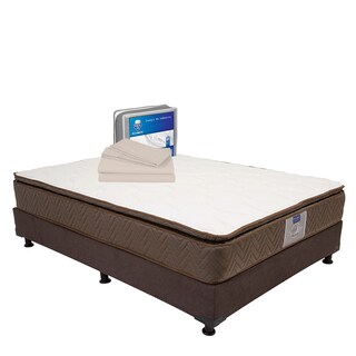 Foto 1 | Foto 1 | Colchón Restonic Nautilus + Box Dicasa Color Chocolate Individual + Sábanas Basic