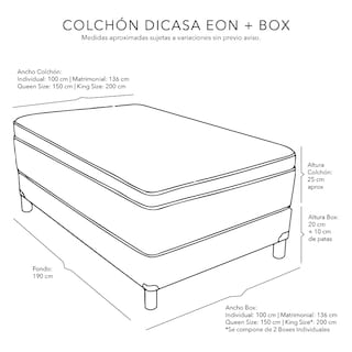 Foto 6 | Foto 6 | Colchón Dicasa Eon Matrimonial + Box Dicasa + Almohada 2pack