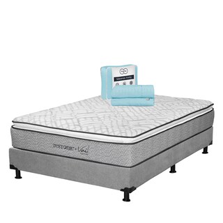 Foto 1 | Foto 1 | Colchón Restonic Vail + Box Dicasa Color Gris Queen Size + Sábanas Trinity