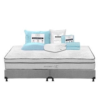 Foto 1 | Foto 1 | Colchón Restonic Lipa + Box Dicasa Gris King Size + Almohada Trinity + Protector Trinity + Sábanas Trinity