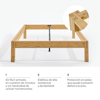 Foto 6 | Foto 6 | Colchón De Espuma Luuna Blue Individual Adulto Y Base De Madera De Bambú Armable Sin Herramientas