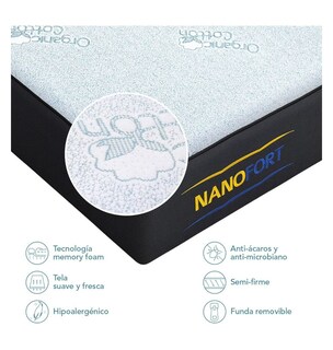 Foto 3 | Foto 3 | Colchón Matrimonial Nanofort color Blanco Memory Foam Ortopédico 3 Capas