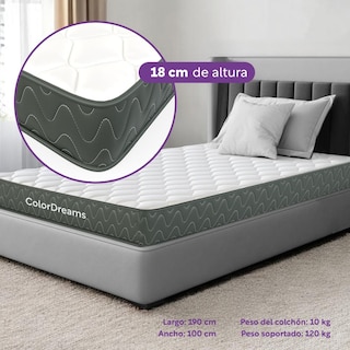 Foto 3 | Foto 3 | Colchón Individual En Caja Essential Memory Foam 100x190x18 Cm Colordreams
