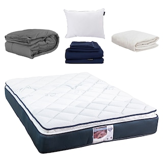 Foto 1 | Foto 1 | Colchón Spring Air Mónaco Queen Size + Almohada Dicasa + Protector de Colchón Spring Air + Sábanas Dicasa + Edredón Dicasa