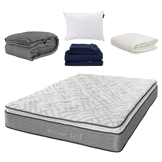 Foto 1 | Foto 1 | Colchón Restonic Vail Queen Size + Almohada One + Protector De Colchón + Sábanas Softy+ Edredón