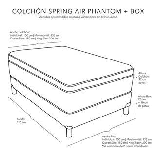Foto 4 | Foto 4 | Colchón Matrimonial Spring Air + Box Belu y Sábanas Softy