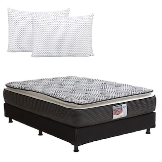 Foto 1 | Foto 1 | Colchón Spring Air Omega color Gris Matrimonial más Box Black y 2 Almohadas 2pack