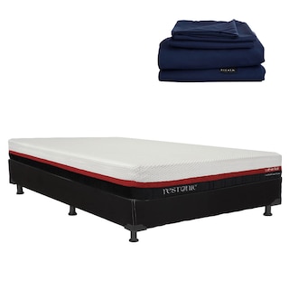 Foto 1 | Foto 1 | Colchón en Caja Restonic Roll Queen Size + Box Black + Sábanas Softy