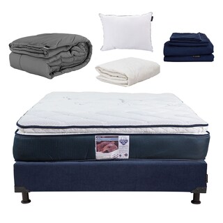 Foto 1 | Foto 1 | Colchón Spring Air Monaco Individual+Box Bless+Almohada One+Protector De Colchón+Sábanas Softy+Edredón