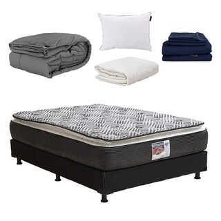 Foto 1 | Foto 1 | Colchón Spring Air Omega Queen Size +Box Black +Almohada One+Protector De Colchón +Sábanas Softy+Edredón Homy