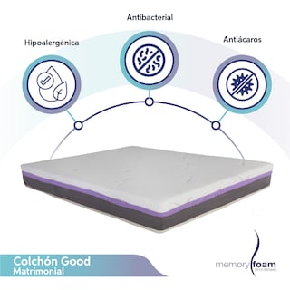 Foto 2 | Foto 2 | Colchón Good Matrimonial De Memory Foam 6 Cm De Memory Foam Firmeza Media Confort Y Soporte Máximo Blanco Matrimonial