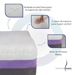 Foto 4 | Foto 4 | Colchón Good Matrimonial De Memory Foam 6 Cm De Memory Foam Firmeza Media Confort Y Soporte Máximo Blanco Matrimonial