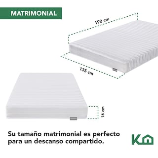 Foto 4 | Foto 4 | Colchón Matrimonial 16 cm Resortes KingsHouse Blanco
