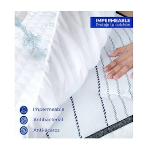 Foto 3 | Foto 3 | Protector De Colchón Impermeable Antibacterial Ajustable Hasta 45 Cm De Altura 137 Cm Blanco