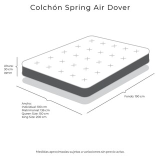Foto 8 | Foto 8 | Colchón Spring Air Dover Matrimonial + Almohada Oso2 + Sábanas Basic