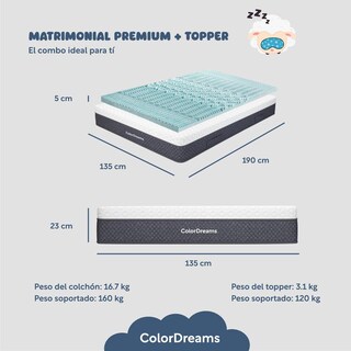 Foto 6 | Foto 6 | Colchón Matrimonial en Caja ColorDreams Espuma Premium Colchoneta Topper