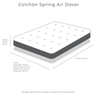 Foto 8 | Foto 8 | Colchón Spring Air Dover King Size + Almohada Oso2 + Sábanas Basic