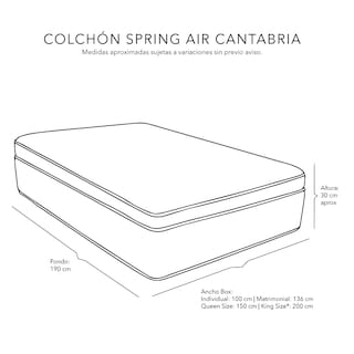 Foto 6 | Foto 6 | Colchón Spring Air Cantabria Queen Size + Almohada One + Protector Cloud