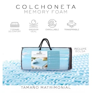 Foto 4 | Foto 4 | Colchoneta Memory Foam 7 Zonas Matrimonial Nube Azul
