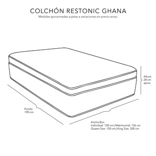 Foto 8 | Foto 8 | Colchon Restonic Ghana + Almohada 2pack + Edredon Homy Queen Size