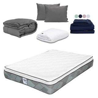 Foto 1 | Foto 1 | Colchón Spring Air Baggio + Almohada 2pack + Protector Cloud + Sabanas Softy + Edredón Homy Matrimonial