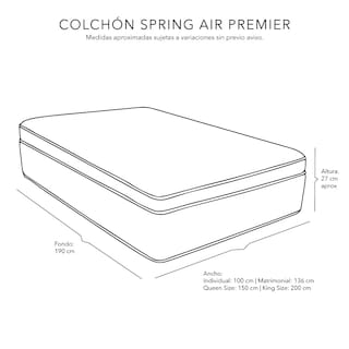Foto 4 | Foto 4 | Colchón Premier Spring Air Queen Size + Protector Cloud + Sábanas Softy