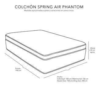 Foto 4 | Foto 4 | Colchón Spring Air Phantom Queen Size + Almohada One + Protector Cloud + Sábanas Softy + Edredón Homy
