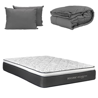 Foto 1 | Foto 1 | Colchón Restonic Trini Matrimonial + Almohadas 2 Pack + Edredón Homy