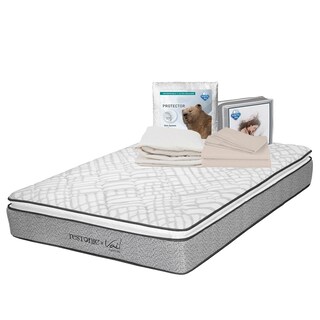 Foto 1 | Foto 1 | Colchón Restonic Vail Gris Individual + Sabanas Basic + Protector Ultra