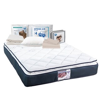 Foto 1 | Foto 1 | Colchón Spring Air Mónaco Azul Matrimonial + Protector Ultra + Sabanas Basic + Almohada Oso