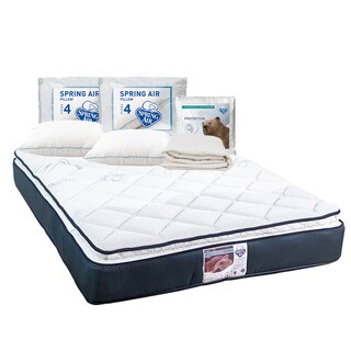 Foto 1 | Foto 1 | Colchón Spring Air Mónaco Azul Matrimonial + Protector Ultra + 2 Almohadas Osos
