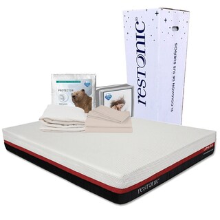 Foto 1 | Foto 1 | Colchón Restonic Roll Rojo Individual + Protector Ultra + Sábanas Basic