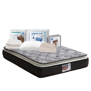 Foto 1 | Foto 1 | Colchón Spring Air Omega Negro Matrimonial + Almohada Osos + Protector Ultra + Sábanas Basic