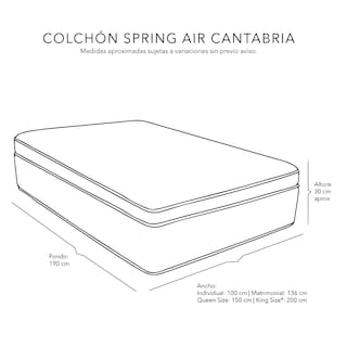 Foto 5 | Foto 6 | Colchón Spring Air Cantabria Color Vivos Dorados King Size + Almohada One + Sábanas Softy