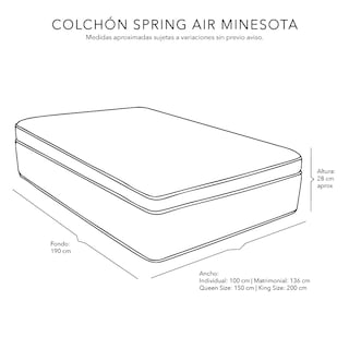 Foto 6 | Foto 6 | Colchón Spring Air Minesota Color Café Queen Size + Protector Cloud + Sábanas Softy