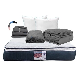 Foto 1 | Foto 1 | Colchón Spring Air Monaco Color Azul Queen Size + Almohada Royal Twin + Protector Lux + Sábanas Royal + Edredón Homy