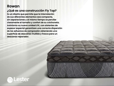 Foto 5 | Foto 5 | Colchón Queen Size Lester Rowan - Línea Smart Tecnología Híbrida Con Resortes Lfk, Tela De Punto, Acolchado Lesterpad
