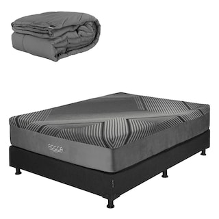 Foto 1 | Foto 1 | Colchón Rogga +Box Dicasa Color Negro Matrimonial+Edredón Homy