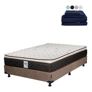 Foto 1 | Foto 1 | Minesota Box Colchon+box+sabanas Softy Duke Mocca Cafe Queen Size