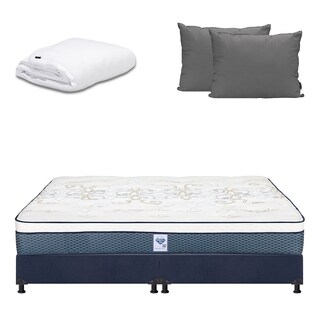Foto 1 | Foto 1 | Colchón Spring Air Cantabria King Size + Box Dicasa Color Azul + Almohada 2 Pack + Protector Cloud