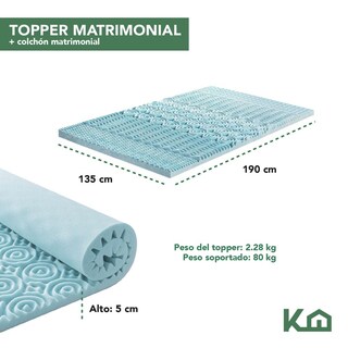 Foto 6 | Foto 6 | Colchón + Cubrecolchón Matrimonial de Espuma Memory KingsHouse