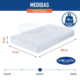 Foto 2 | Foto 2 | Magmalife Snoozelle Comfort Colchón Individual Firme, Espuma Alta Densidad, Memory Foam, Frescura Al Dormir, En Caja
