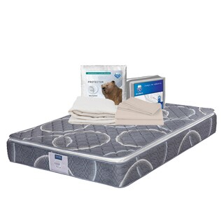 Foto 1 | Foto 1 | Colchón Restonic Bongo Color Azul Queen Size + Protector Ultra + Sábanas Basic