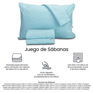 Foto 7 | Foto 7 | Colchón Restonic Eon Color Azul Queen Size + Almohada Trinity + Sábanas Trinity