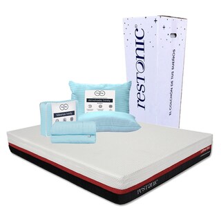 Foto 1 | Foto 1 | Colchón En Caja Restonic Roll Rojo Matrimonial + Almohada Trinity + Sábanas Trinity