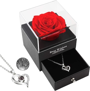 Foto 1 | Foto 1 | Venta Internacional - Collar de Corazón Jieyou con Caja de Rosa Preservada para Mujer