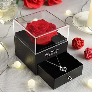 Foto 7 | Foto 7 | Venta Internacional - Collar de Corazón Jieyou con Caja de Rosa Preservada para Mujer