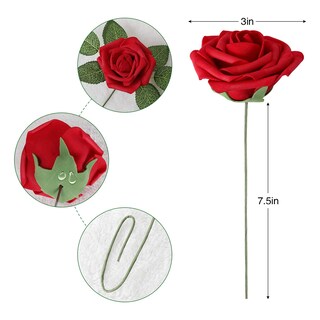Foto 2 | Foto 2 | Flor Artificial Amyhomie De Color Rojo Oscuro, 25 Unidades Con Tallo - Venta Internacional.
