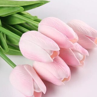 Foto 1 | Foto 1 | Ramo De 6 Tulipanes De Seda, Color Rosa Transparente, Para Decoración - Venta Internacional.