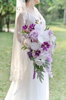Foto 6 | Foto 6 | Bouquet De Novia Ling's Moment Artificial, Color Lila Y Crema, 28 Cm - Venta Internacional.